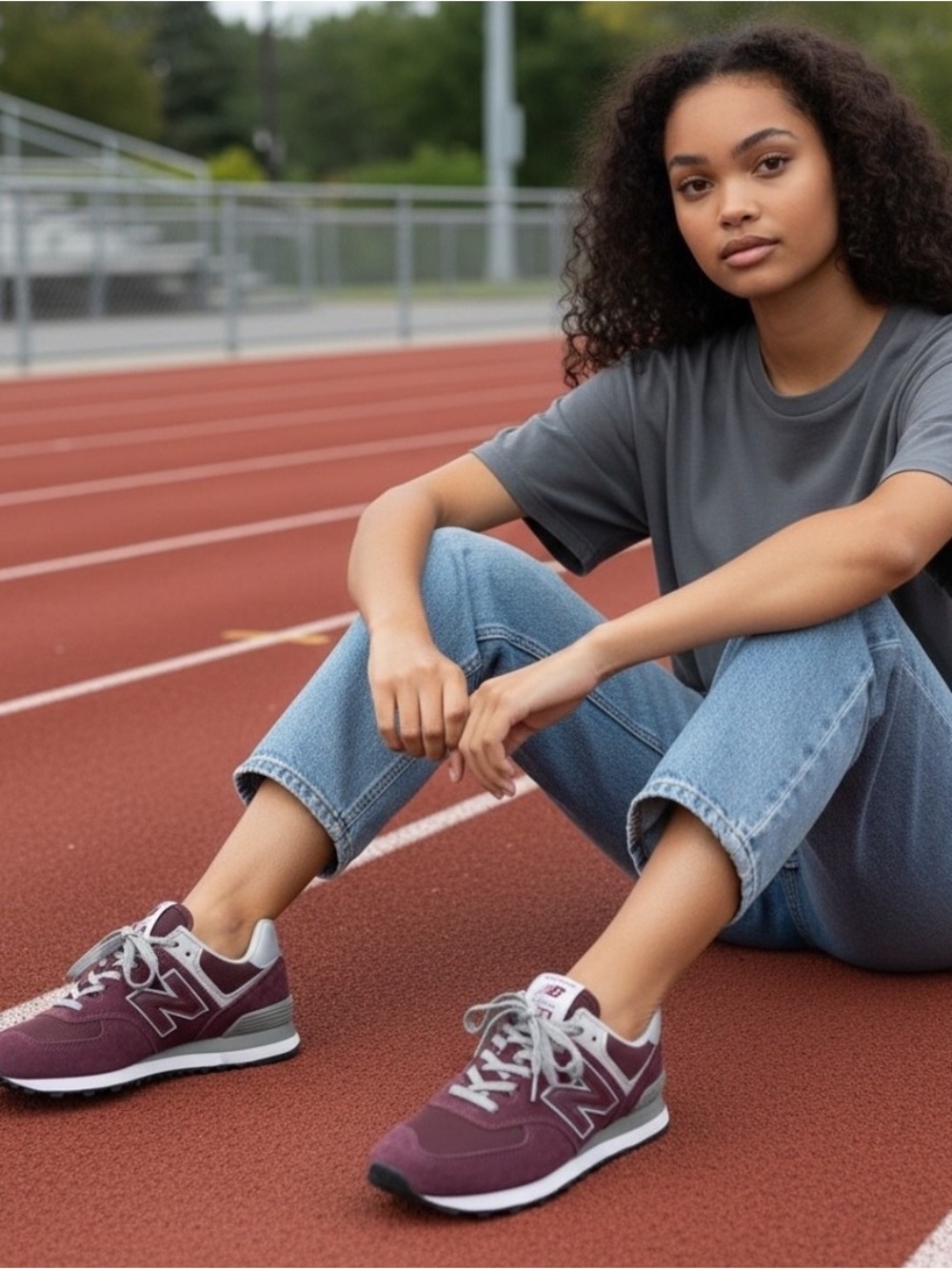 New Balance 574 Classic ML574EVM Burgundy Suede Mesh Sneakers Men’s 8.5 Women’s - Picture 2 of 12